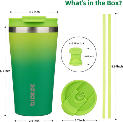 18 oz Coffee Tumbler with Straw, Insulated Stainless Steel Cup | Double Wall Vacuum, Leak Proof, Keeps Hot/Cold, BPA Free, Dishwasher Safe, Cupholder Friendly, Travel, Navy Blue