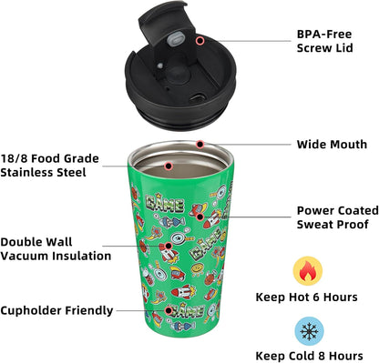 18 oz Coffee Tumbler with Straw, Insulated Stainless Steel Cup | Double Wall Vacuum, Leak Proof, Keeps Hot/Cold, BPA Free, Dishwasher Safe, Cupholder Friendly, Travel, Navy Blue