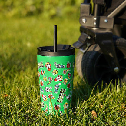 18 oz Coffee Tumbler with Straw, Insulated Stainless Steel Cup | Double Wall Vacuum, Leak Proof, Keeps Hot/Cold, BPA Free, Dishwasher Safe, Cupholder Friendly, Travel, Navy Blue