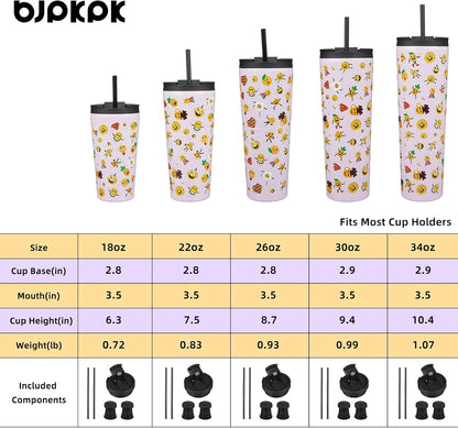 18 oz Coffee Tumbler with Straw, Insulated Stainless Steel Cup | Double Wall Vacuum, Leak Proof, Keeps Hot/Cold, BPA Free, Dishwasher Safe, Cupholder Friendly, Travel, Navy Blue