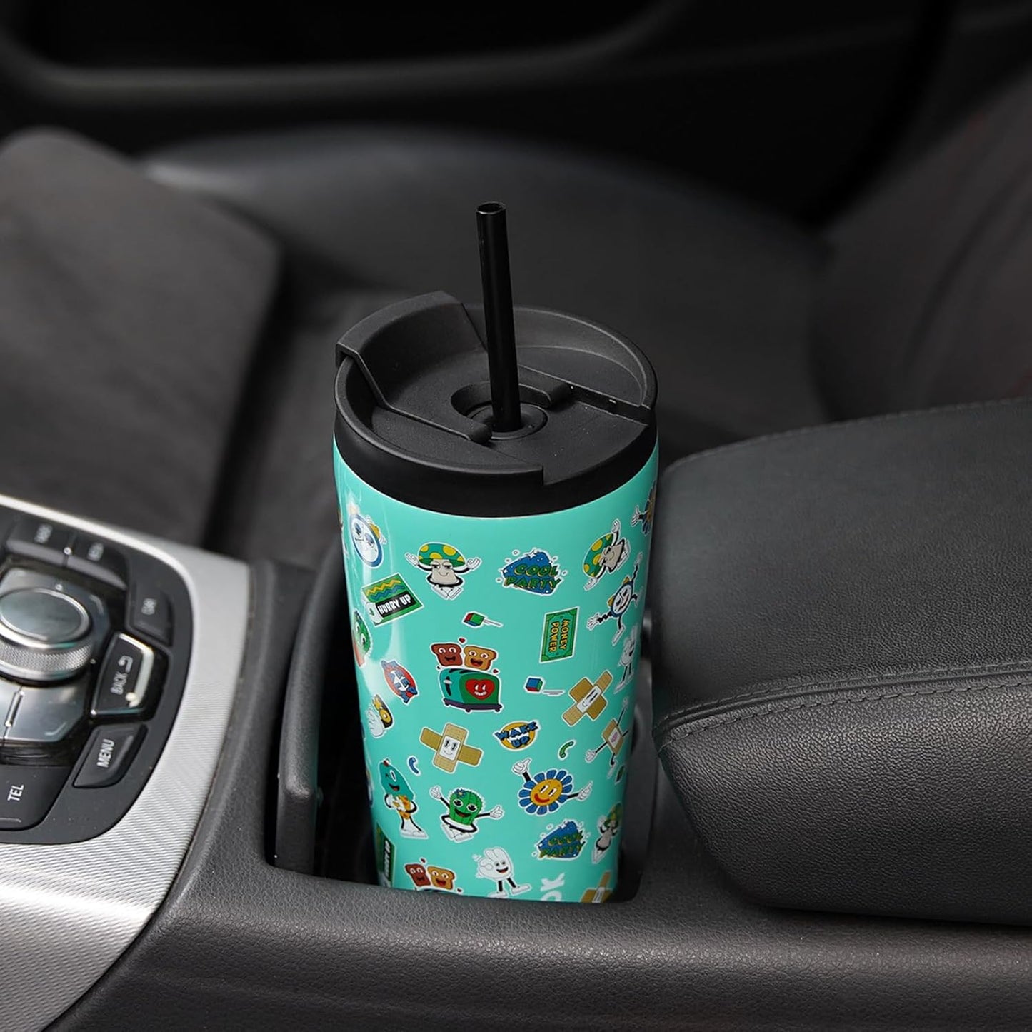 18 oz Coffee Tumbler with Straw, Insulated Stainless Steel Cup | Double Wall Vacuum, Leak Proof, Keeps Hot/Cold, BPA Free, Dishwasher Safe, Cupholder Friendly, Travel, Navy Blue