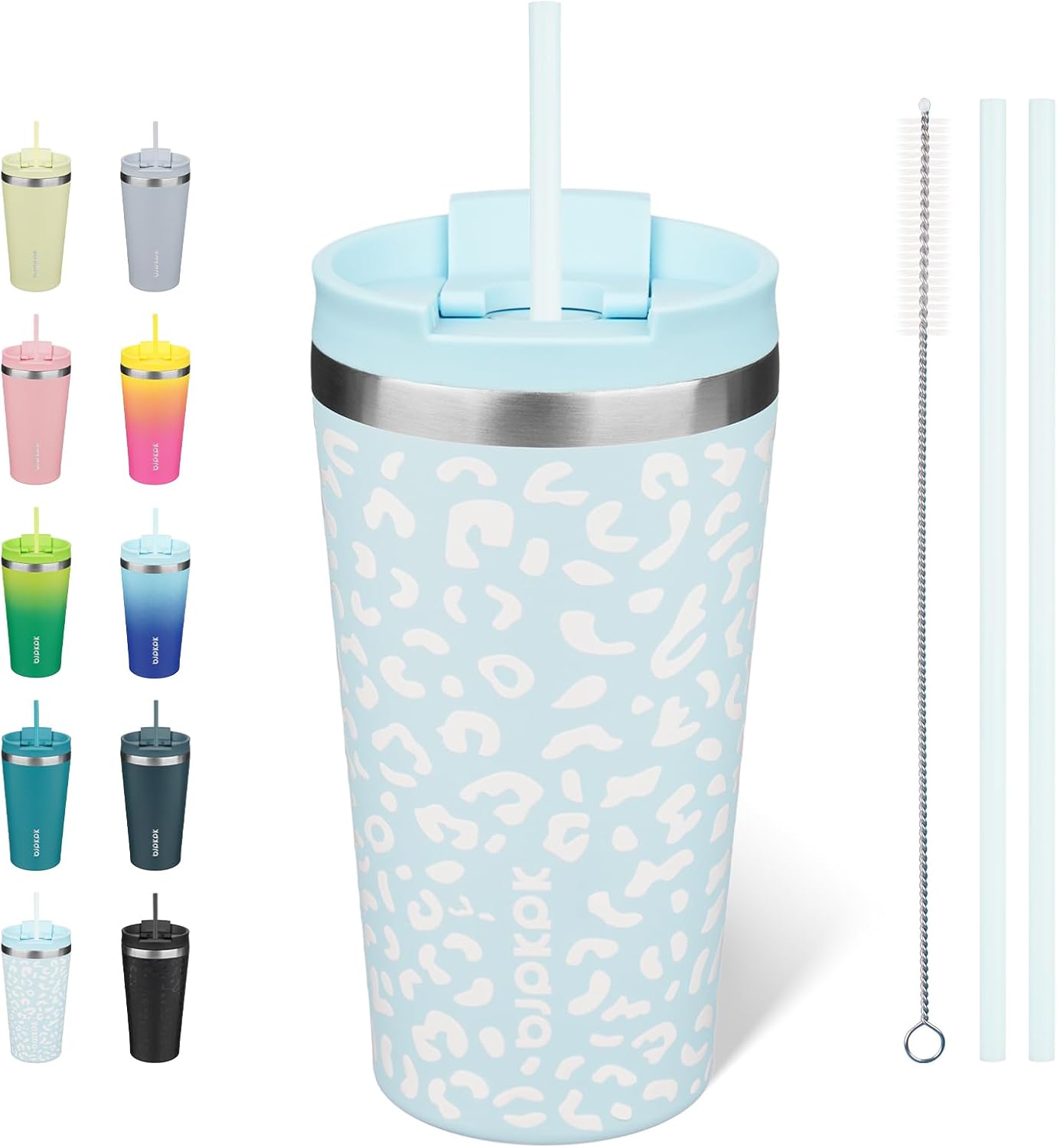 18 oz Coffee Tumbler with Straw, Insulated Stainless Steel Cup | Double Wall Vacuum, Leak Proof, Keeps Hot/Cold, BPA Free, Dishwasher Safe, Cupholder Friendly, Travel, Navy Blue