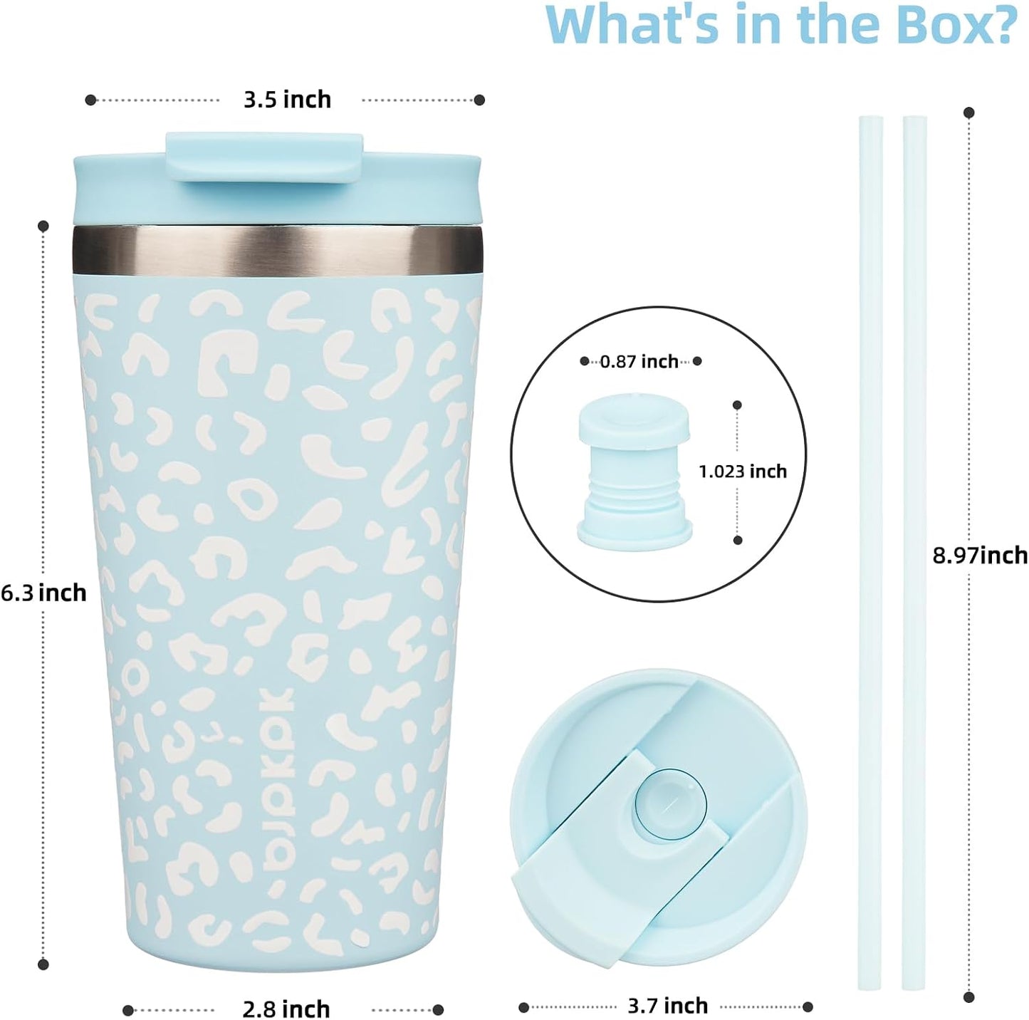 18 oz Coffee Tumbler with Straw, Insulated Stainless Steel Cup | Double Wall Vacuum, Leak Proof, Keeps Hot/Cold, BPA Free, Dishwasher Safe, Cupholder Friendly, Travel, Navy Blue