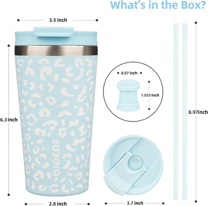 18 oz Coffee Tumbler with Straw, Insulated Stainless Steel Cup | Double Wall Vacuum, Leak Proof, Keeps Hot/Cold, BPA Free, Dishwasher Safe, Cupholder Friendly, Travel, Navy Blue