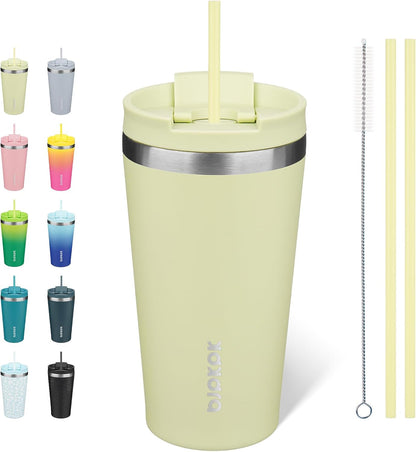 18 oz Coffee Tumbler with Straw, Insulated Stainless Steel Cup | Double Wall Vacuum, Leak Proof, Keeps Hot/Cold, BPA Free, Dishwasher Safe, Cupholder Friendly, Travel, Navy Blue