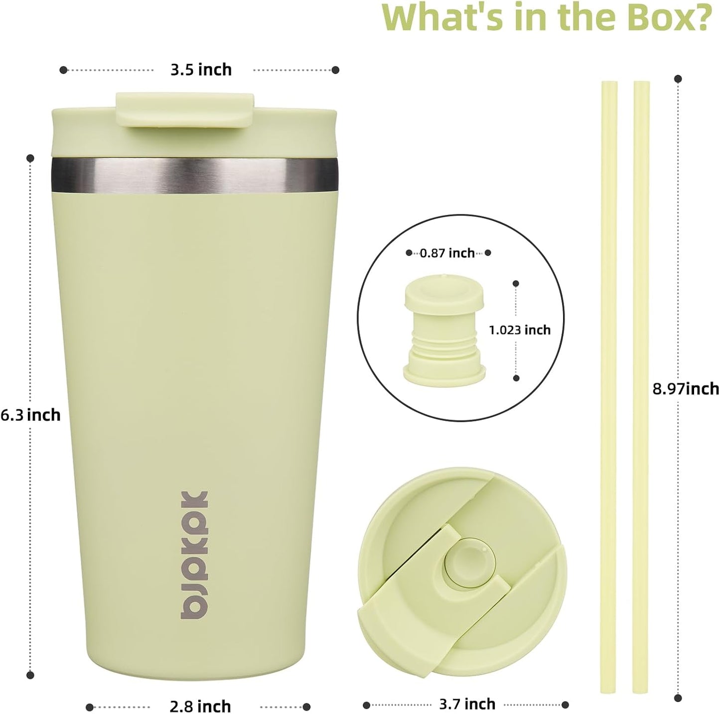 18 oz Coffee Tumbler with Straw, Insulated Stainless Steel Cup | Double Wall Vacuum, Leak Proof, Keeps Hot/Cold, BPA Free, Dishwasher Safe, Cupholder Friendly, Travel, Navy Blue
