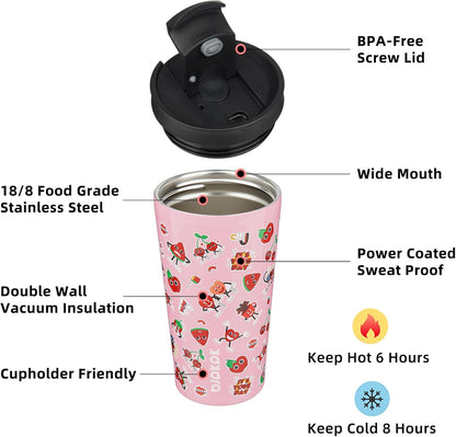 18 oz Coffee Tumbler with Straw, Insulated Stainless Steel Cup | Double Wall Vacuum, Leak Proof, Keeps Hot/Cold, BPA Free, Dishwasher Safe, Cupholder Friendly, Travel, Navy Blue