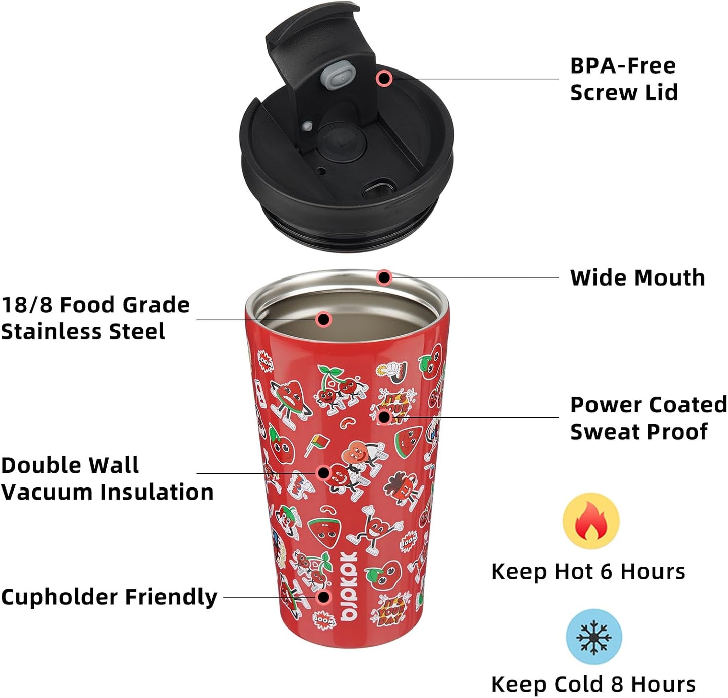 18 oz Coffee Tumbler with Straw, Insulated Stainless Steel Cup | Double Wall Vacuum, Leak Proof, Keeps Hot/Cold, BPA Free, Dishwasher Safe, Cupholder Friendly, Travel, Navy Blue