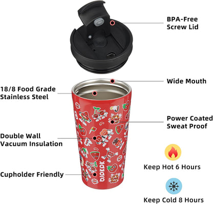 18 oz Coffee Tumbler with Straw, Insulated Stainless Steel Cup | Double Wall Vacuum, Leak Proof, Keeps Hot/Cold, BPA Free, Dishwasher Safe, Cupholder Friendly, Travel, Navy Blue