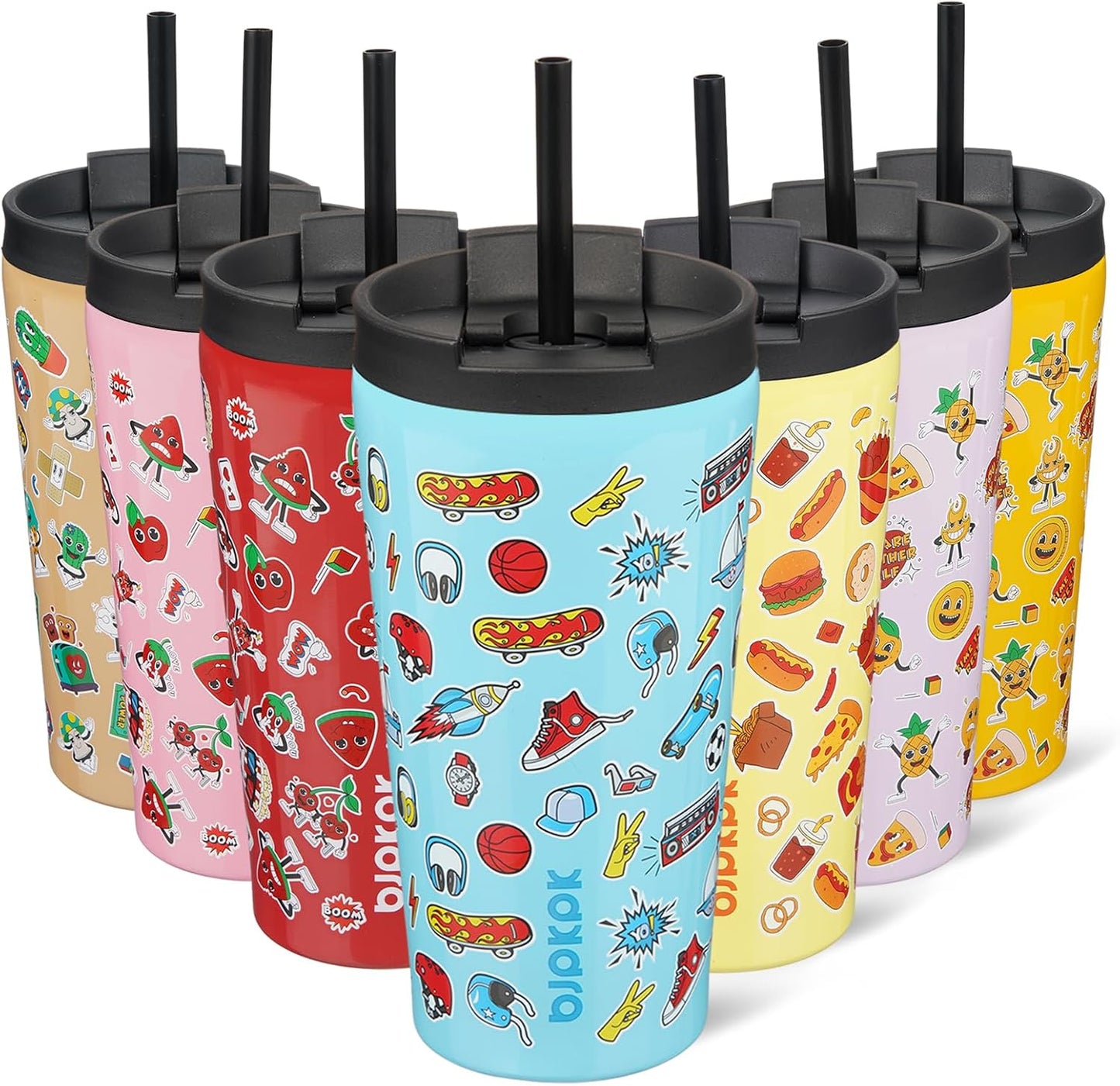 18 oz Coffee Tumbler with Straw, Insulated Stainless Steel Cup | Double Wall Vacuum, Leak Proof, Keeps Hot/Cold, BPA Free, Dishwasher Safe, Cupholder Friendly, Travel, Navy Blue