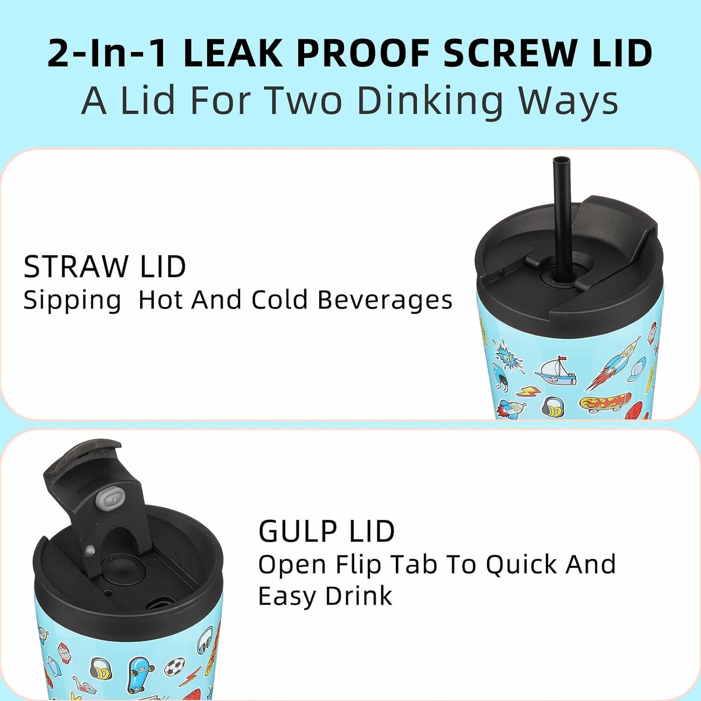 18 oz Coffee Tumbler with Straw, Insulated Stainless Steel Cup | Double Wall Vacuum, Leak Proof, Keeps Hot/Cold, BPA Free, Dishwasher Safe, Cupholder Friendly, Travel, Navy Blue