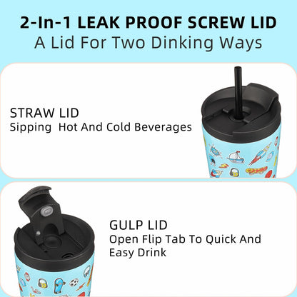 18 oz Coffee Tumbler with Straw, Insulated Stainless Steel Cup | Double Wall Vacuum, Leak Proof, Keeps Hot/Cold, BPA Free, Dishwasher Safe, Cupholder Friendly, Travel, Navy Blue