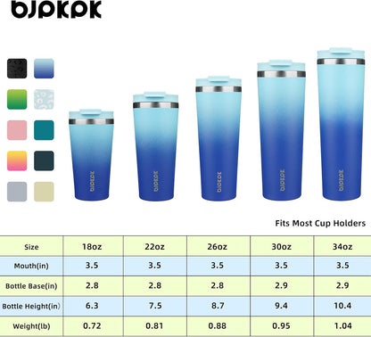 18 oz Coffee Tumbler with Straw, Insulated Stainless Steel Cup | Double Wall Vacuum, Leak Proof, Keeps Hot/Cold, BPA Free, Dishwasher Safe, Cupholder Friendly, Travel, Navy Blue
