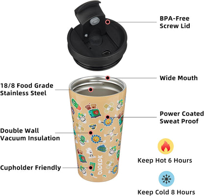 18 oz Coffee Tumbler with Straw, Insulated Stainless Steel Cup | Double Wall Vacuum, Leak Proof, Keeps Hot/Cold, BPA Free, Dishwasher Safe, Cupholder Friendly, Travel, Navy Blue
