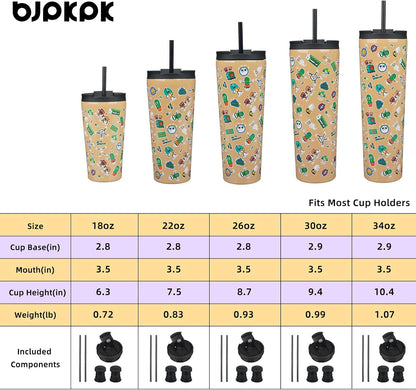 18 oz Coffee Tumbler with Straw, Insulated Stainless Steel Cup | Double Wall Vacuum, Leak Proof, Keeps Hot/Cold, BPA Free, Dishwasher Safe, Cupholder Friendly, Travel, Navy Blue