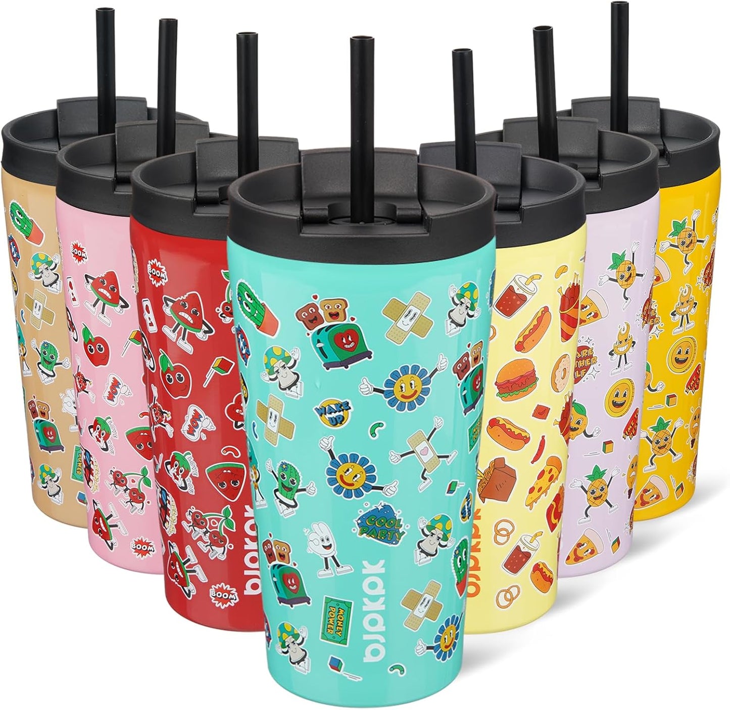 18 oz Coffee Tumbler with Straw, Insulated Stainless Steel Cup | Double Wall Vacuum, Leak Proof, Keeps Hot/Cold, BPA Free, Dishwasher Safe, Cupholder Friendly, Travel, Navy Blue