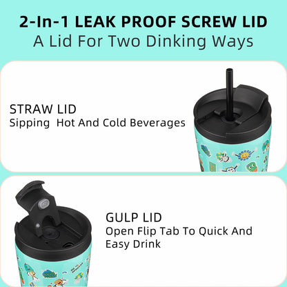 18 oz Coffee Tumbler with Straw, Insulated Stainless Steel Cup | Double Wall Vacuum, Leak Proof, Keeps Hot/Cold, BPA Free, Dishwasher Safe, Cupholder Friendly, Travel, Navy Blue