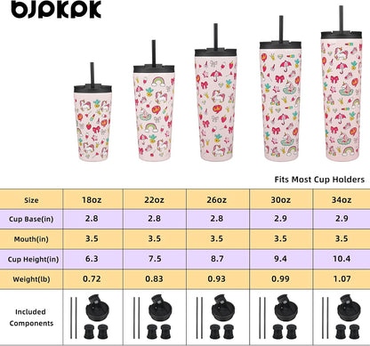 18 oz Coffee Tumbler with Straw, Insulated Stainless Steel Cup | Double Wall Vacuum, Leak Proof, Keeps Hot/Cold, BPA Free, Dishwasher Safe, Cupholder Friendly, Travel, Navy Blue