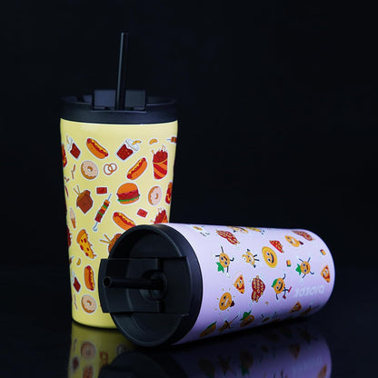 18 oz Coffee Tumbler with Straw, Insulated Stainless Steel Cup | Double Wall Vacuum, Leak Proof, Keeps Hot/Cold, BPA Free, Dishwasher Safe, Cupholder Friendly, Travel, Navy Blue