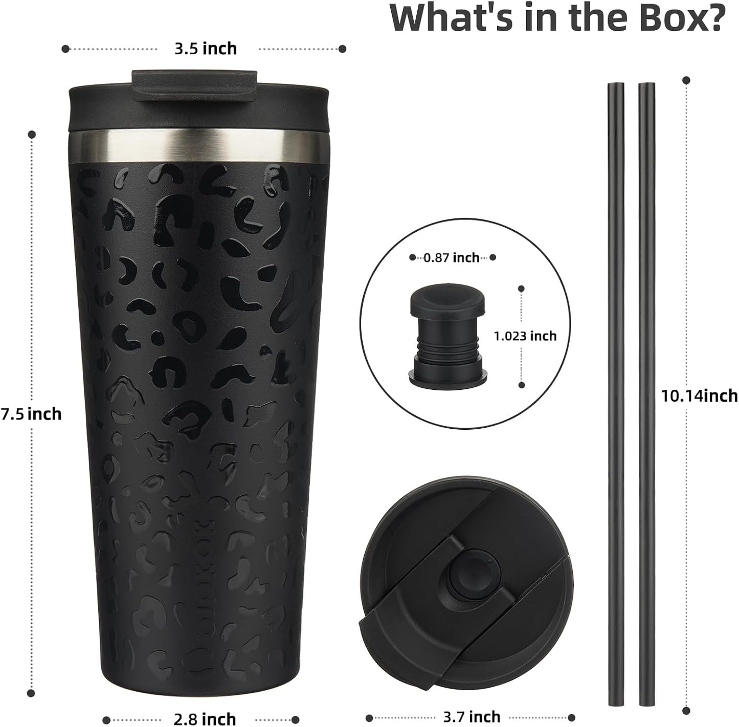18 oz Coffee Tumbler with Straw, Insulated Stainless Steel Cup | Double Wall Vacuum, Leak Proof, Keeps Hot/Cold, BPA Free, Dishwasher Safe, Cupholder Friendly, Travel, Navy Blue