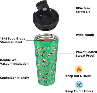 18 oz Coffee Tumbler with Straw, Insulated Stainless Steel Cup | Double Wall Vacuum, Leak Proof, Keeps Hot/Cold, BPA Free, Dishwasher Safe, Cupholder Friendly, Travel, Navy Blue