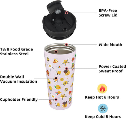 18 oz Coffee Tumbler with Straw, Insulated Stainless Steel Cup | Double Wall Vacuum, Leak Proof, Keeps Hot/Cold, BPA Free, Dishwasher Safe, Cupholder Friendly, Travel, Navy Blue