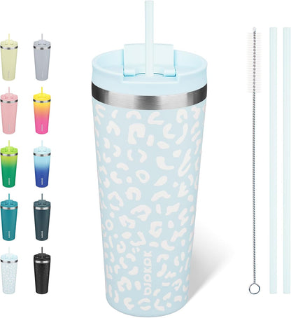 18 oz Coffee Tumbler with Straw, Insulated Stainless Steel Cup | Double Wall Vacuum, Leak Proof, Keeps Hot/Cold, BPA Free, Dishwasher Safe, Cupholder Friendly, Travel, Navy Blue