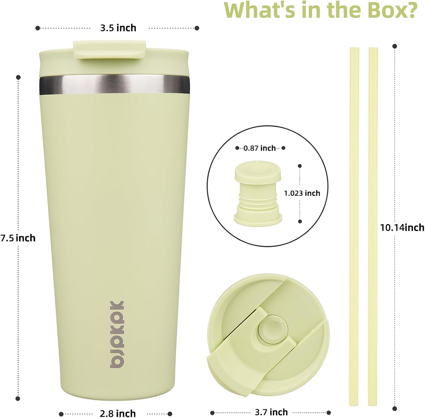 18 oz Coffee Tumbler with Straw, Insulated Stainless Steel Cup | Double Wall Vacuum, Leak Proof, Keeps Hot/Cold, BPA Free, Dishwasher Safe, Cupholder Friendly, Travel, Navy Blue