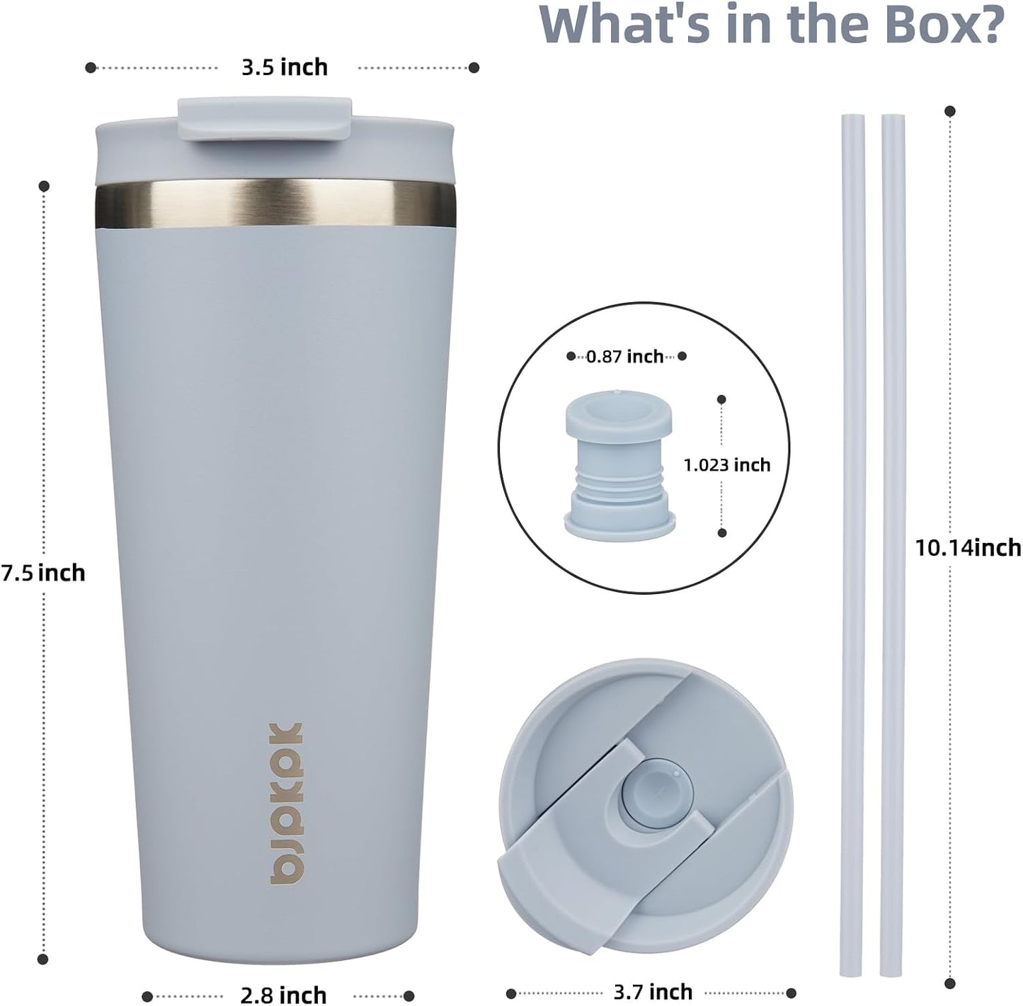 18 oz Coffee Tumbler with Straw, Insulated Stainless Steel Cup | Double Wall Vacuum, Leak Proof, Keeps Hot/Cold, BPA Free, Dishwasher Safe, Cupholder Friendly, Travel, Navy Blue