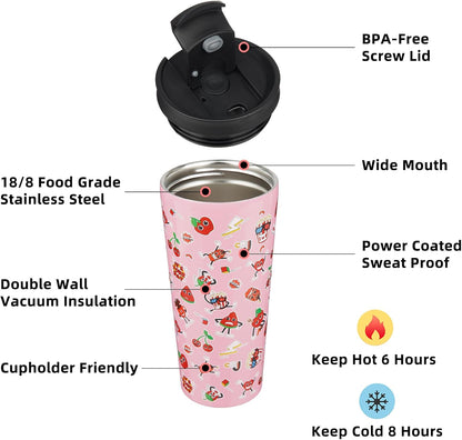 18 oz Coffee Tumbler with Straw, Insulated Stainless Steel Cup | Double Wall Vacuum, Leak Proof, Keeps Hot/Cold, BPA Free, Dishwasher Safe, Cupholder Friendly, Travel, Navy Blue
