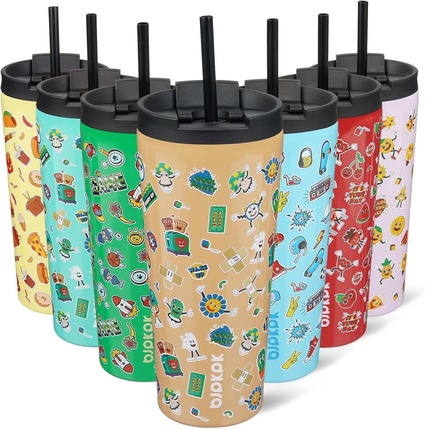 18 oz Coffee Tumbler with Straw, Insulated Stainless Steel Cup | Double Wall Vacuum, Leak Proof, Keeps Hot/Cold, BPA Free, Dishwasher Safe, Cupholder Friendly, Travel, Navy Blue
