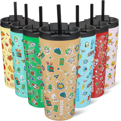 18 oz Coffee Tumbler with Straw, Insulated Stainless Steel Cup | Double Wall Vacuum, Leak Proof, Keeps Hot/Cold, BPA Free, Dishwasher Safe, Cupholder Friendly, Travel, Navy Blue