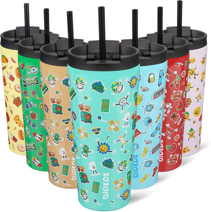 18 oz Coffee Tumbler with Straw, Insulated Stainless Steel Cup | Double Wall Vacuum, Leak Proof, Keeps Hot/Cold, BPA Free, Dishwasher Safe, Cupholder Friendly, Travel, Navy Blue
