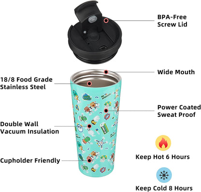 18 oz Coffee Tumbler with Straw, Insulated Stainless Steel Cup | Double Wall Vacuum, Leak Proof, Keeps Hot/Cold, BPA Free, Dishwasher Safe, Cupholder Friendly, Travel, Navy Blue