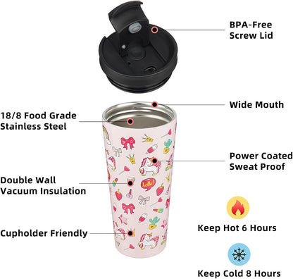 18 oz Coffee Tumbler with Straw, Insulated Stainless Steel Cup | Double Wall Vacuum, Leak Proof, Keeps Hot/Cold, BPA Free, Dishwasher Safe, Cupholder Friendly, Travel, Navy Blue