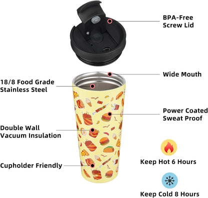 18 oz Coffee Tumbler with Straw, Insulated Stainless Steel Cup | Double Wall Vacuum, Leak Proof, Keeps Hot/Cold, BPA Free, Dishwasher Safe, Cupholder Friendly, Travel, Navy Blue