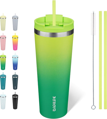 18 oz Coffee Tumbler with Straw, Insulated Stainless Steel Cup | Double Wall Vacuum, Leak Proof, Keeps Hot/Cold, BPA Free, Dishwasher Safe, Cupholder Friendly, Travel, Navy Blue