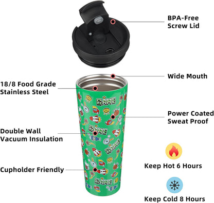 18 oz Coffee Tumbler with Straw, Insulated Stainless Steel Cup | Double Wall Vacuum, Leak Proof, Keeps Hot/Cold, BPA Free, Dishwasher Safe, Cupholder Friendly, Travel, Navy Blue