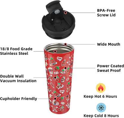 18 oz Coffee Tumbler with Straw, Insulated Stainless Steel Cup | Double Wall Vacuum, Leak Proof, Keeps Hot/Cold, BPA Free, Dishwasher Safe, Cupholder Friendly, Travel, Navy Blue