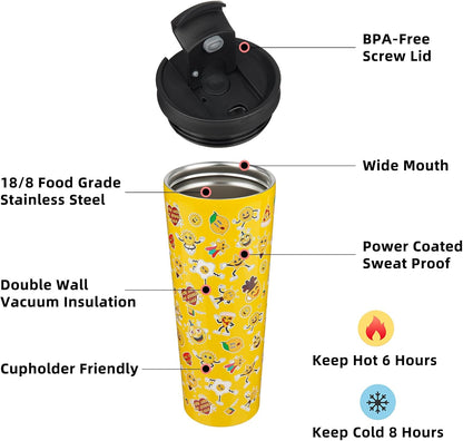 18 oz Coffee Tumbler with Straw, Insulated Stainless Steel Cup | Double Wall Vacuum, Leak Proof, Keeps Hot/Cold, BPA Free, Dishwasher Safe, Cupholder Friendly, Travel, Navy Blue
