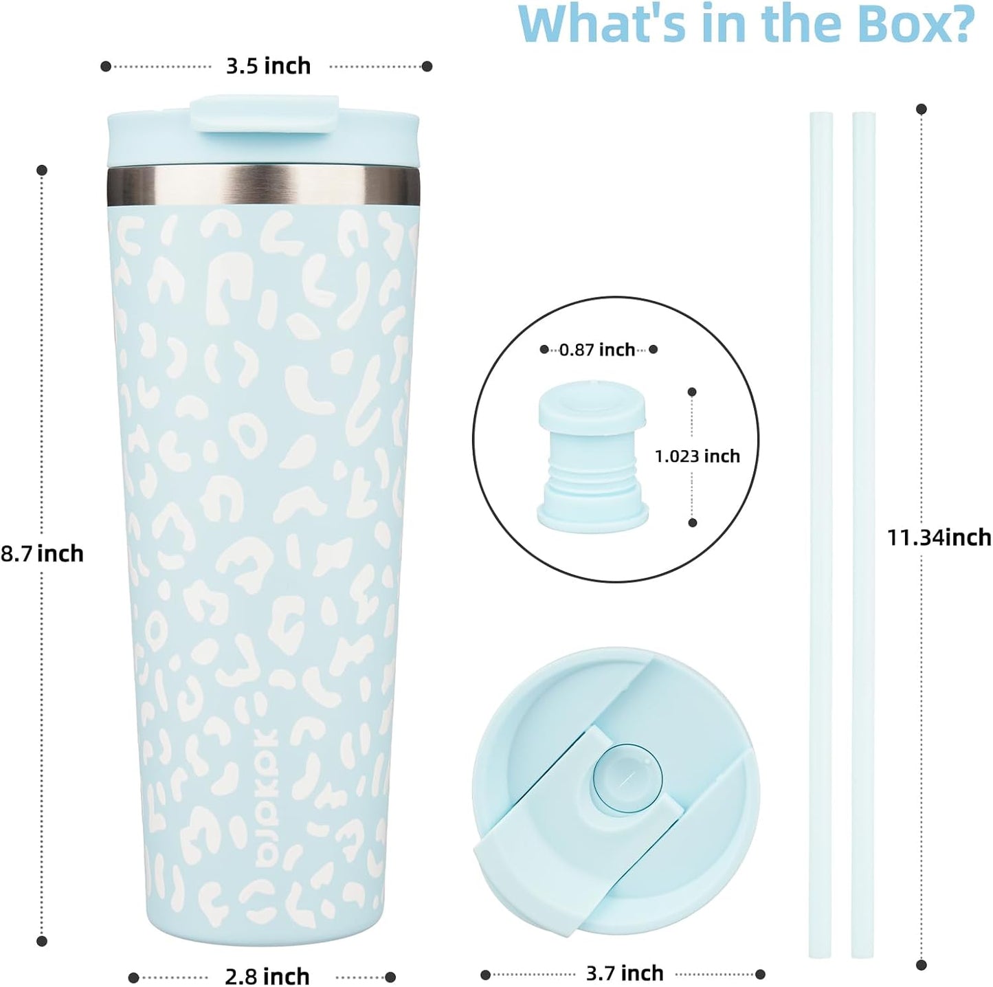 18 oz Coffee Tumbler with Straw, Insulated Stainless Steel Cup | Double Wall Vacuum, Leak Proof, Keeps Hot/Cold, BPA Free, Dishwasher Safe, Cupholder Friendly, Travel, Navy Blue
