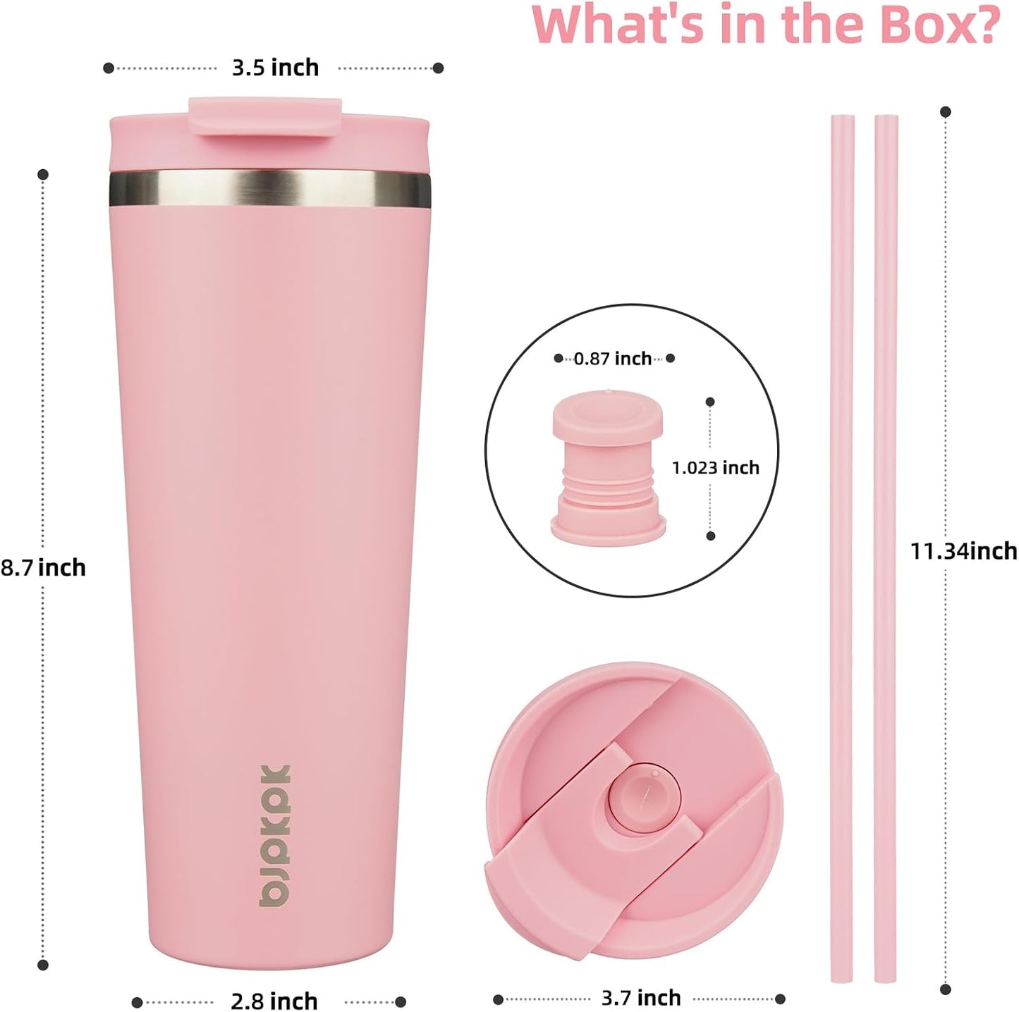 18 oz Coffee Tumbler with Straw, Insulated Stainless Steel Cup | Double Wall Vacuum, Leak Proof, Keeps Hot/Cold, BPA Free, Dishwasher Safe, Cupholder Friendly, Travel, Navy Blue