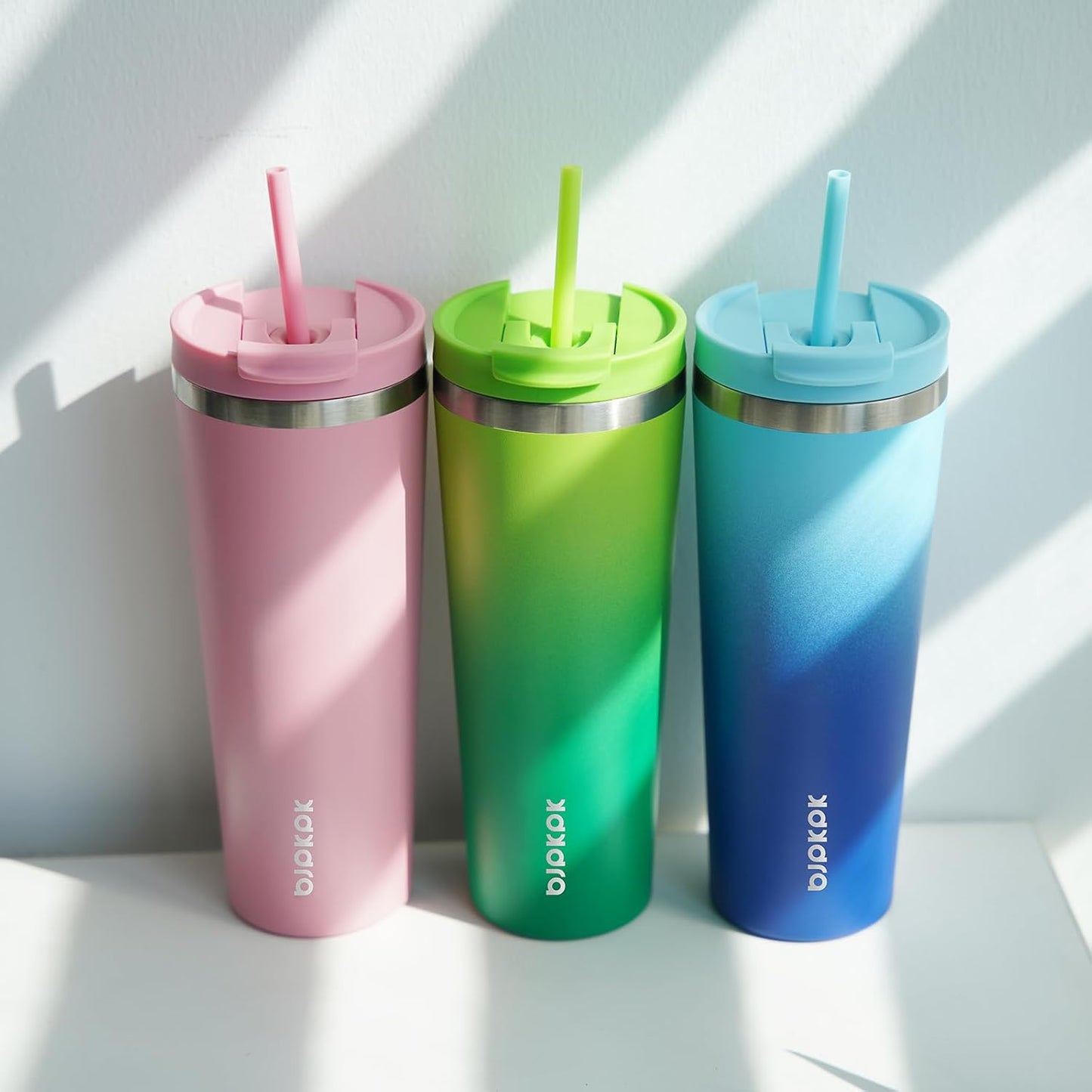 18 oz Coffee Tumbler with Straw, Insulated Stainless Steel Cup | Double Wall Vacuum, Leak Proof, Keeps Hot/Cold, BPA Free, Dishwasher Safe, Cupholder Friendly, Travel, Navy Blue
