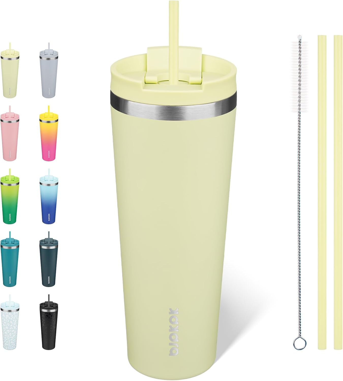 18 oz Coffee Tumbler with Straw, Insulated Stainless Steel Cup | Double Wall Vacuum, Leak Proof, Keeps Hot/Cold, BPA Free, Dishwasher Safe, Cupholder Friendly, Travel, Navy Blue
