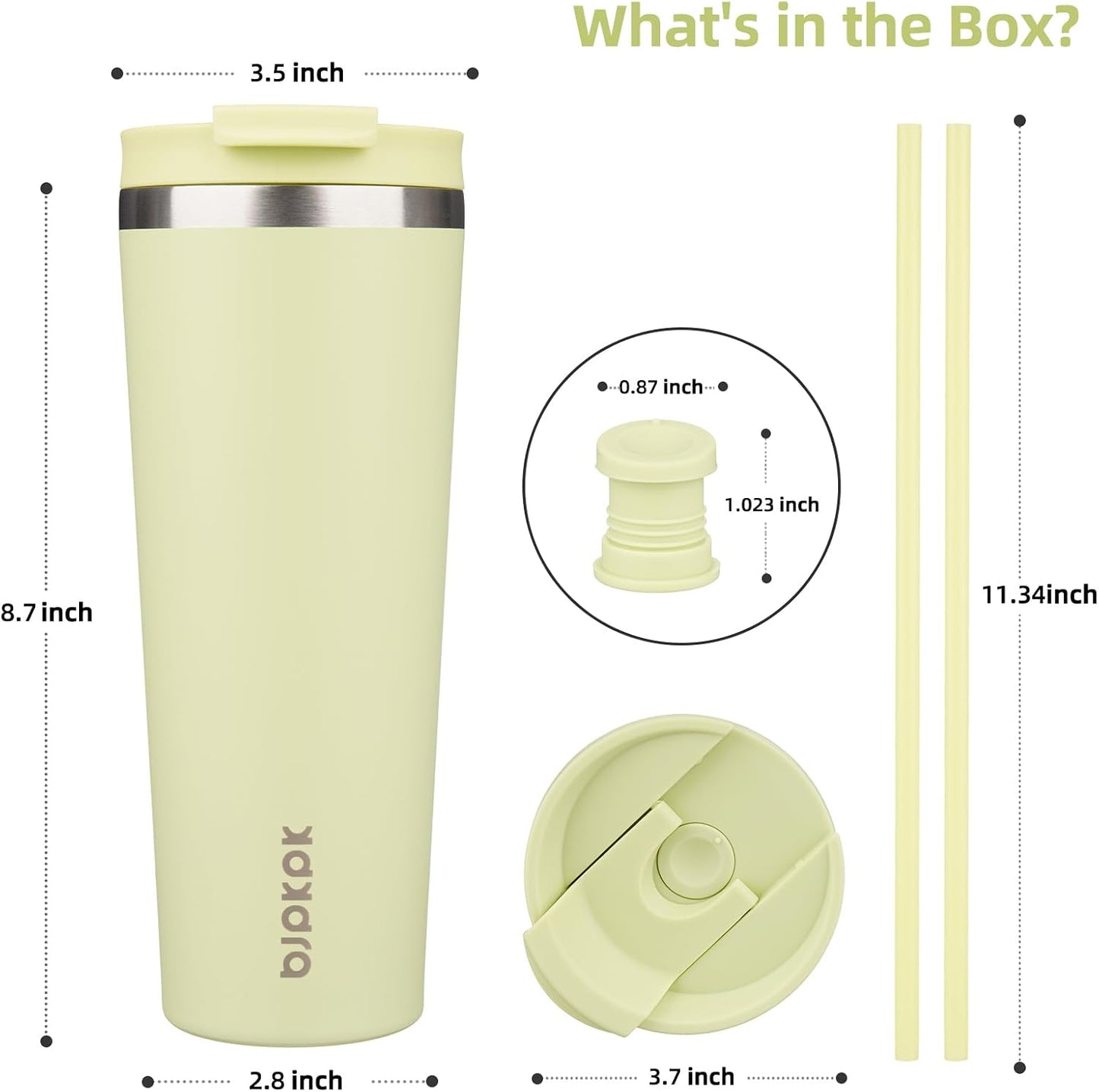 18 oz Coffee Tumbler with Straw, Insulated Stainless Steel Cup | Double Wall Vacuum, Leak Proof, Keeps Hot/Cold, BPA Free, Dishwasher Safe, Cupholder Friendly, Travel, Navy Blue