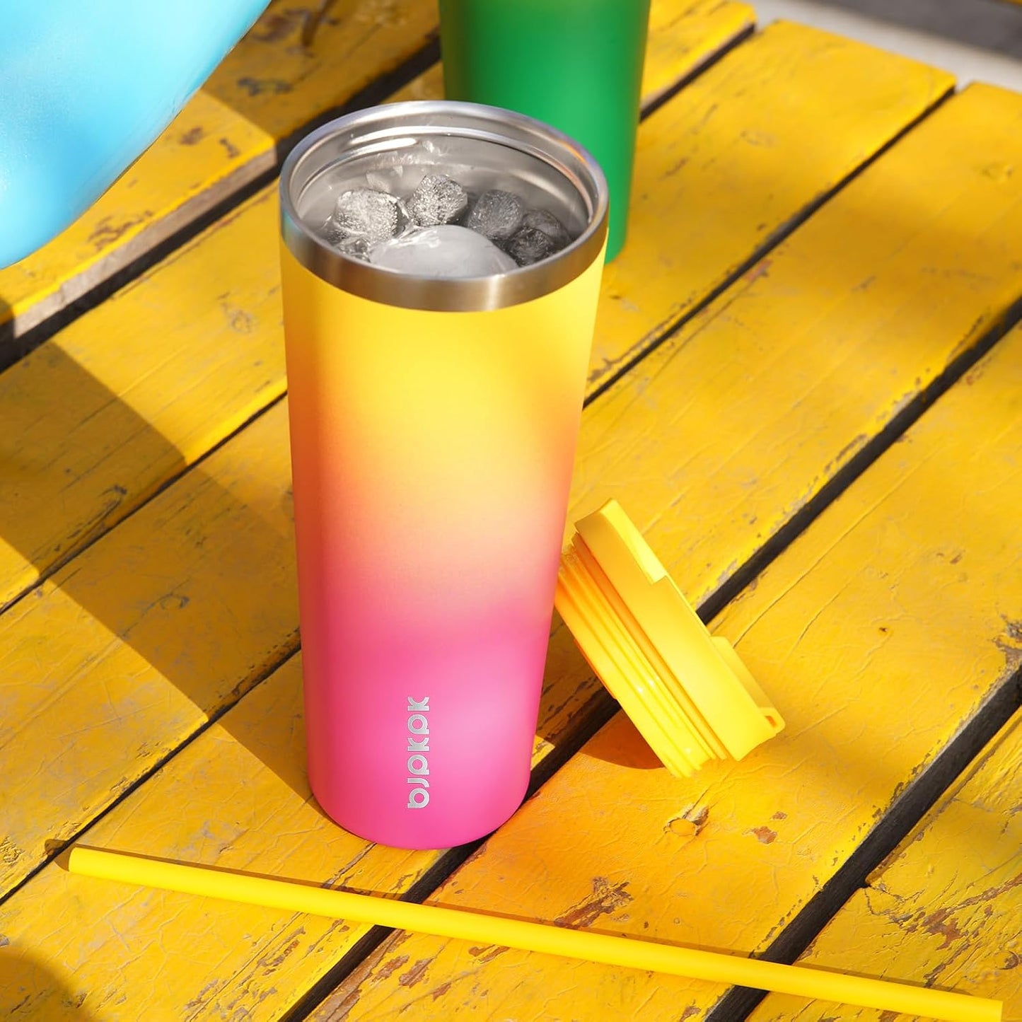 18 oz Coffee Tumbler with Straw, Insulated Stainless Steel Cup | Double Wall Vacuum, Leak Proof, Keeps Hot/Cold, BPA Free, Dishwasher Safe, Cupholder Friendly, Travel, Navy Blue