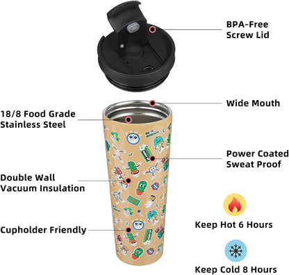18 oz Coffee Tumbler with Straw, Insulated Stainless Steel Cup | Double Wall Vacuum, Leak Proof, Keeps Hot/Cold, BPA Free, Dishwasher Safe, Cupholder Friendly, Travel, Navy Blue