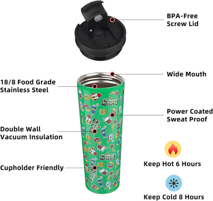 18 oz Coffee Tumbler with Straw, Insulated Stainless Steel Cup | Double Wall Vacuum, Leak Proof, Keeps Hot/Cold, BPA Free, Dishwasher Safe, Cupholder Friendly, Travel, Navy Blue