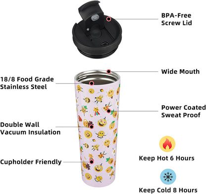 18 oz Coffee Tumbler with Straw, Insulated Stainless Steel Cup | Double Wall Vacuum, Leak Proof, Keeps Hot/Cold, BPA Free, Dishwasher Safe, Cupholder Friendly, Travel, Navy Blue