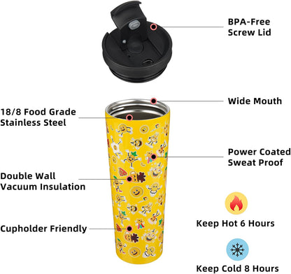 18 oz Coffee Tumbler with Straw, Insulated Stainless Steel Cup | Double Wall Vacuum, Leak Proof, Keeps Hot/Cold, BPA Free, Dishwasher Safe, Cupholder Friendly, Travel, Navy Blue